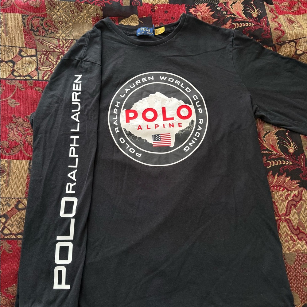 Polo Ralph Lauren Alpine Racing Graphic Black/White Long Sleeve T-Shirt